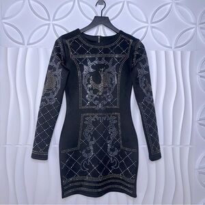 Misslook Embellished Silver Gold Mini Dres